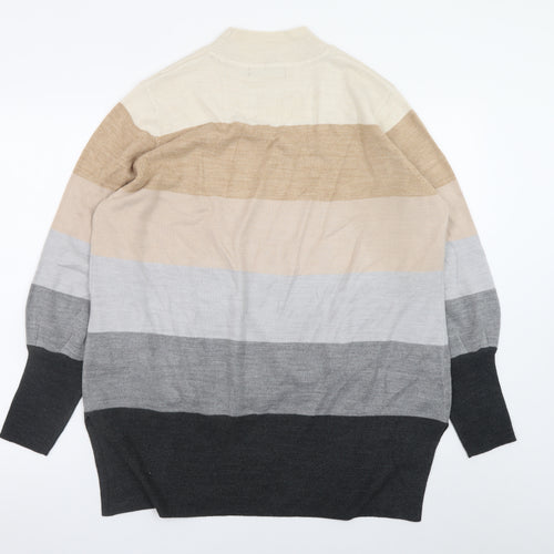 Marks and Spencer Women’s Multicoloured High Neck Striped Acrylic Jumper Size L
