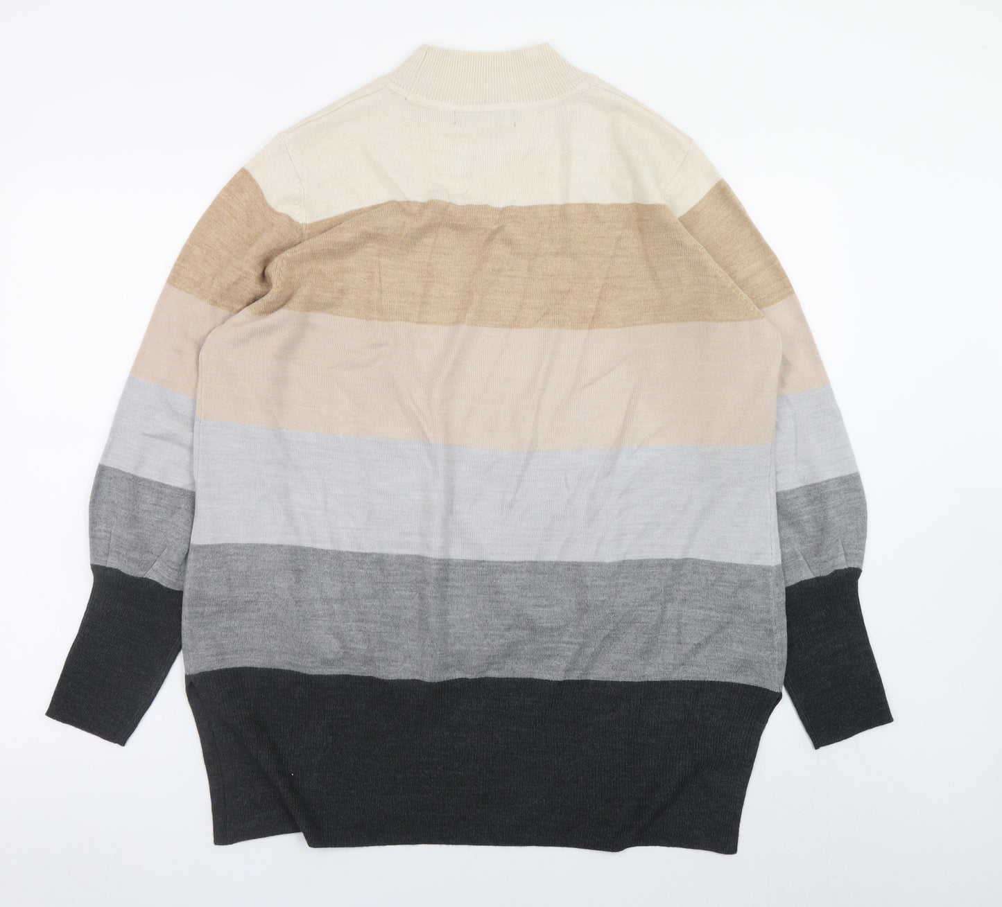 Marks and Spencer Women’s Multicoloured High Neck Striped Acrylic Jumper Size L