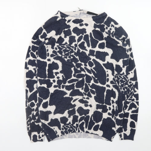 Wallis Women's Blue Animal Print Crew Neck Long Sleeve Pullover Jumper Size S