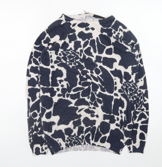 Wallis Women's Blue Animal Print Crew Neck Long Sleeve Pullover Jumper Size S