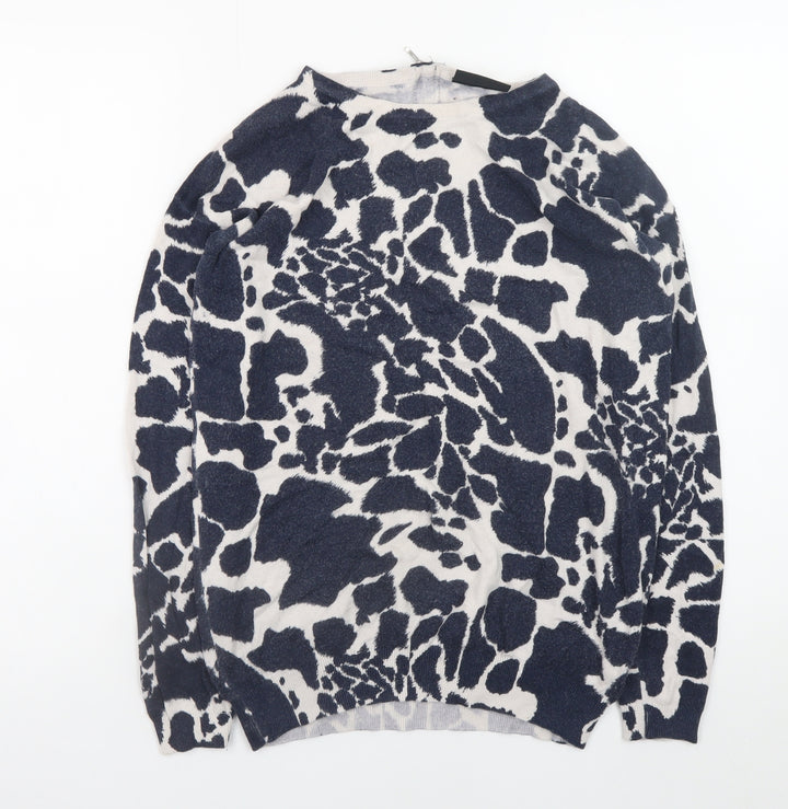 Wallis Women's Blue Animal Print Crew Neck Long Sleeve Pullover Jumper Size S