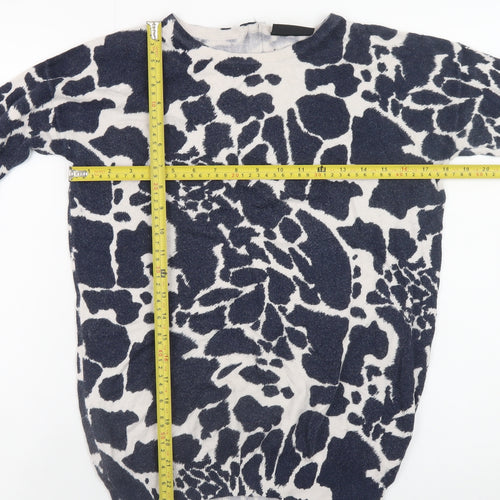 Wallis Women's Blue Animal Print Crew Neck Long Sleeve Pullover Jumper Size S