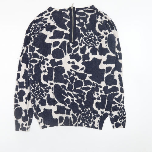 Wallis Women's Blue Animal Print Crew Neck Long Sleeve Pullover Jumper Size S