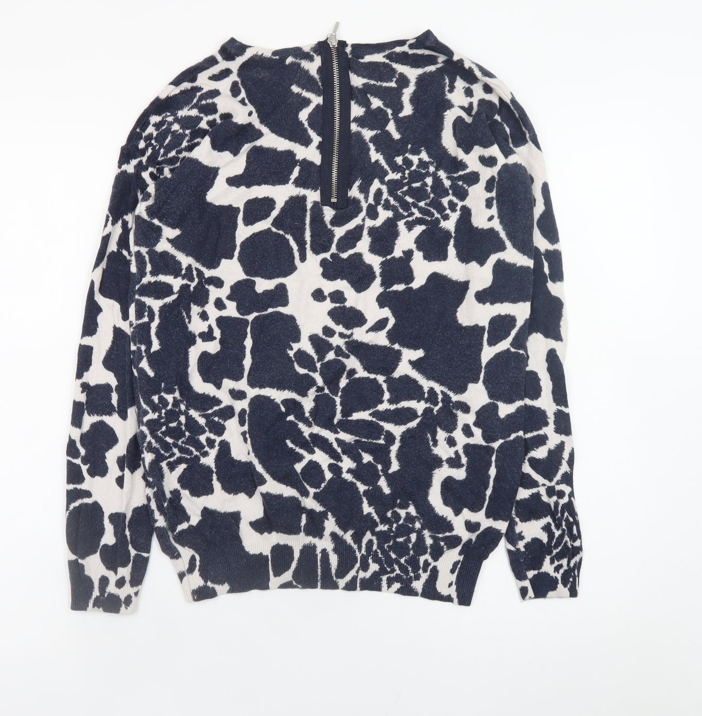 Wallis Women's Blue Animal Print Crew Neck Long Sleeve Pullover Jumper Size S