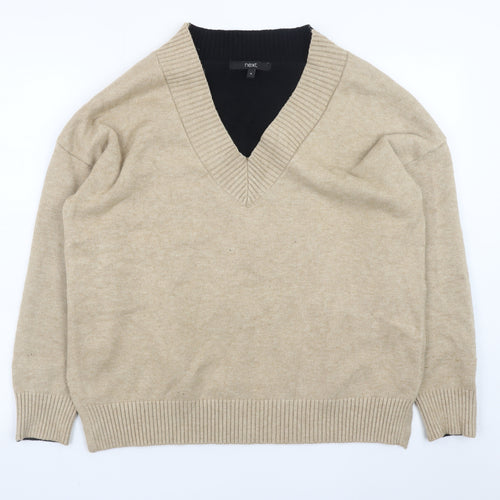 Next Women’s Beige V-Neck Pullover Jumper Size 14