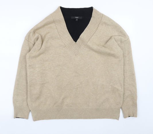 Next Women’s Beige V-Neck Pullover Jumper Size 14
