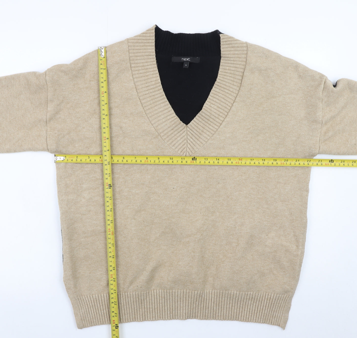 Next Women’s Beige V-Neck Pullover Jumper Size 14
