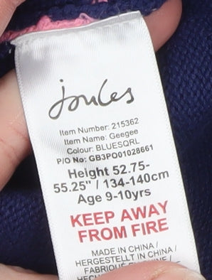 Joules Girls Blue 9-10 Years Pullover Jumper with Pink Squirrel Design