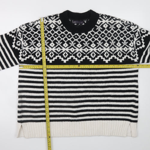 Marks and Spencer Women Black & White Fair Isle Knit Jumper L