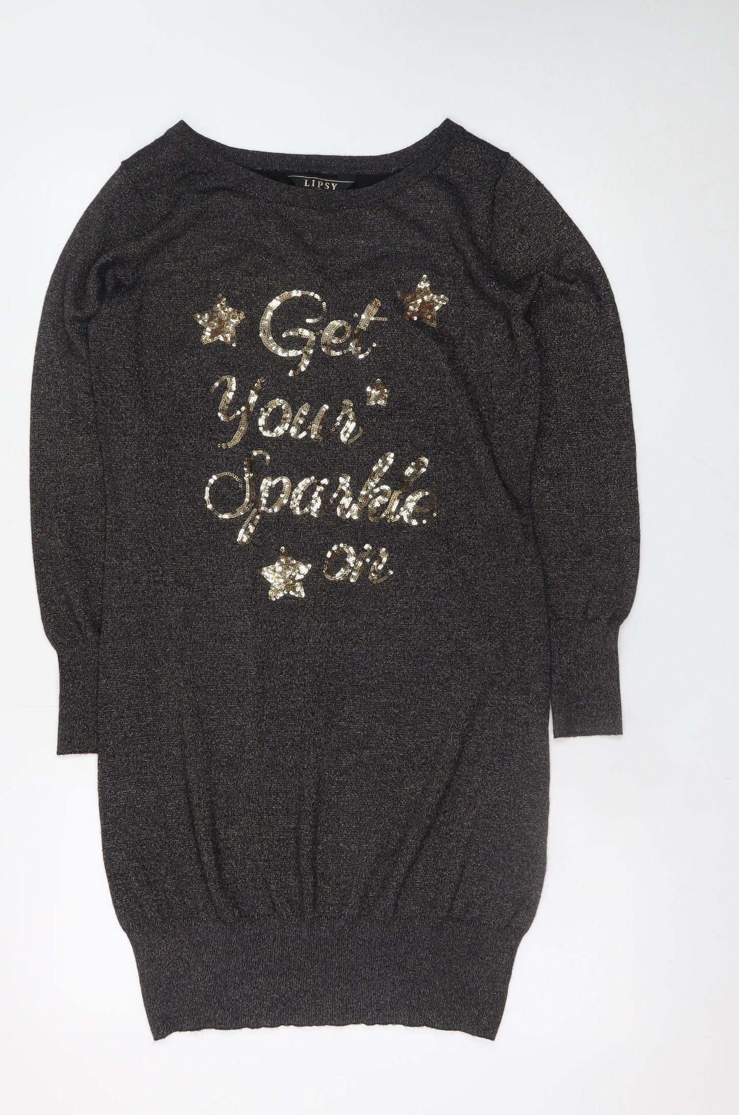 Lipsy Women’s Black Sequin Jumper Dress Size 12