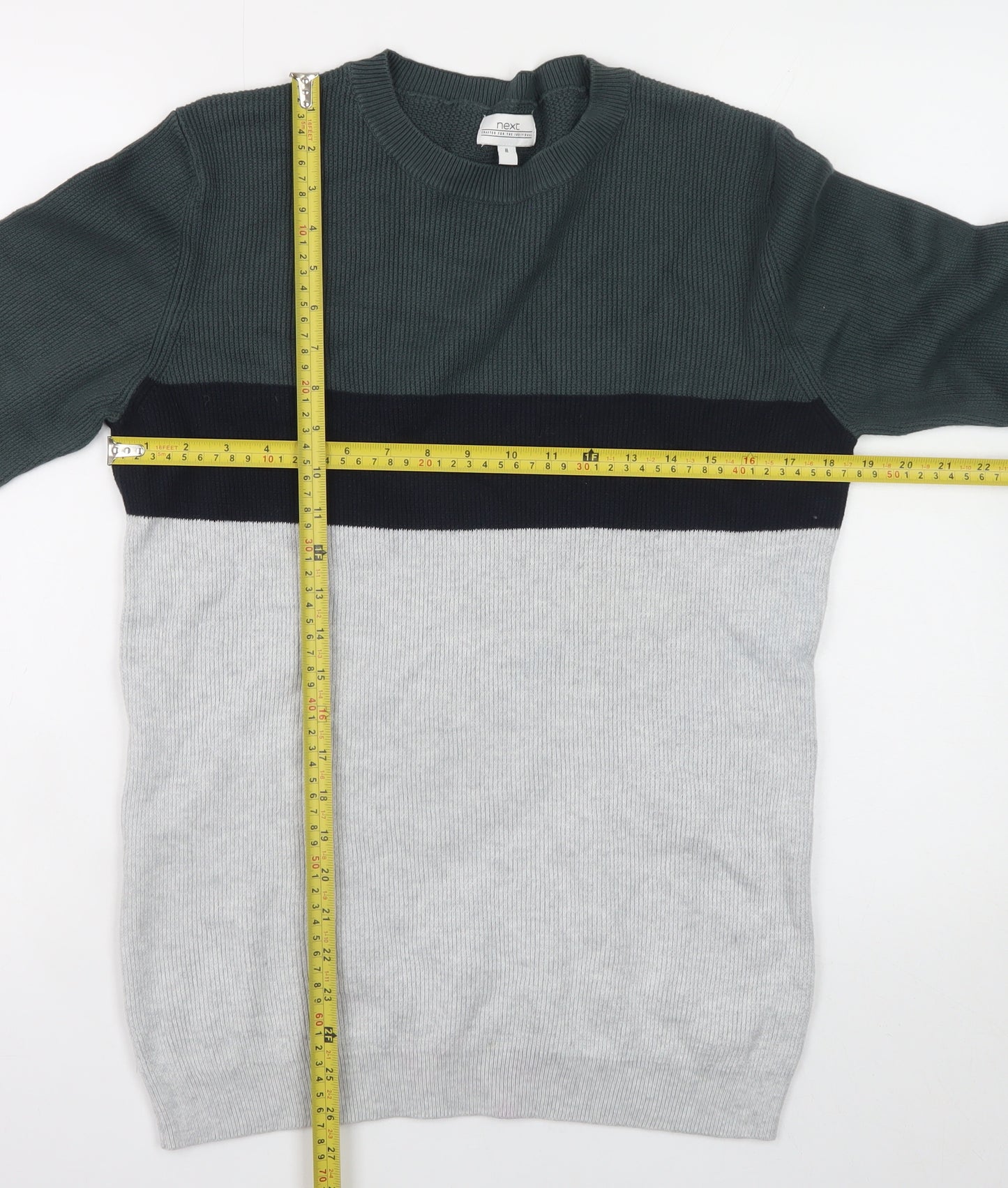 Next Womens Multicoloured Cotton Knit Crew Neck Pullover Jumper M