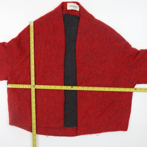 ottod’Ame Women Red Mohair Blend Open Cape Jacket Size 10