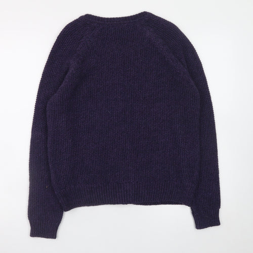 Marks and Spencer Women Purple Cable-Knit Cardigan UK 12 Wool Blend