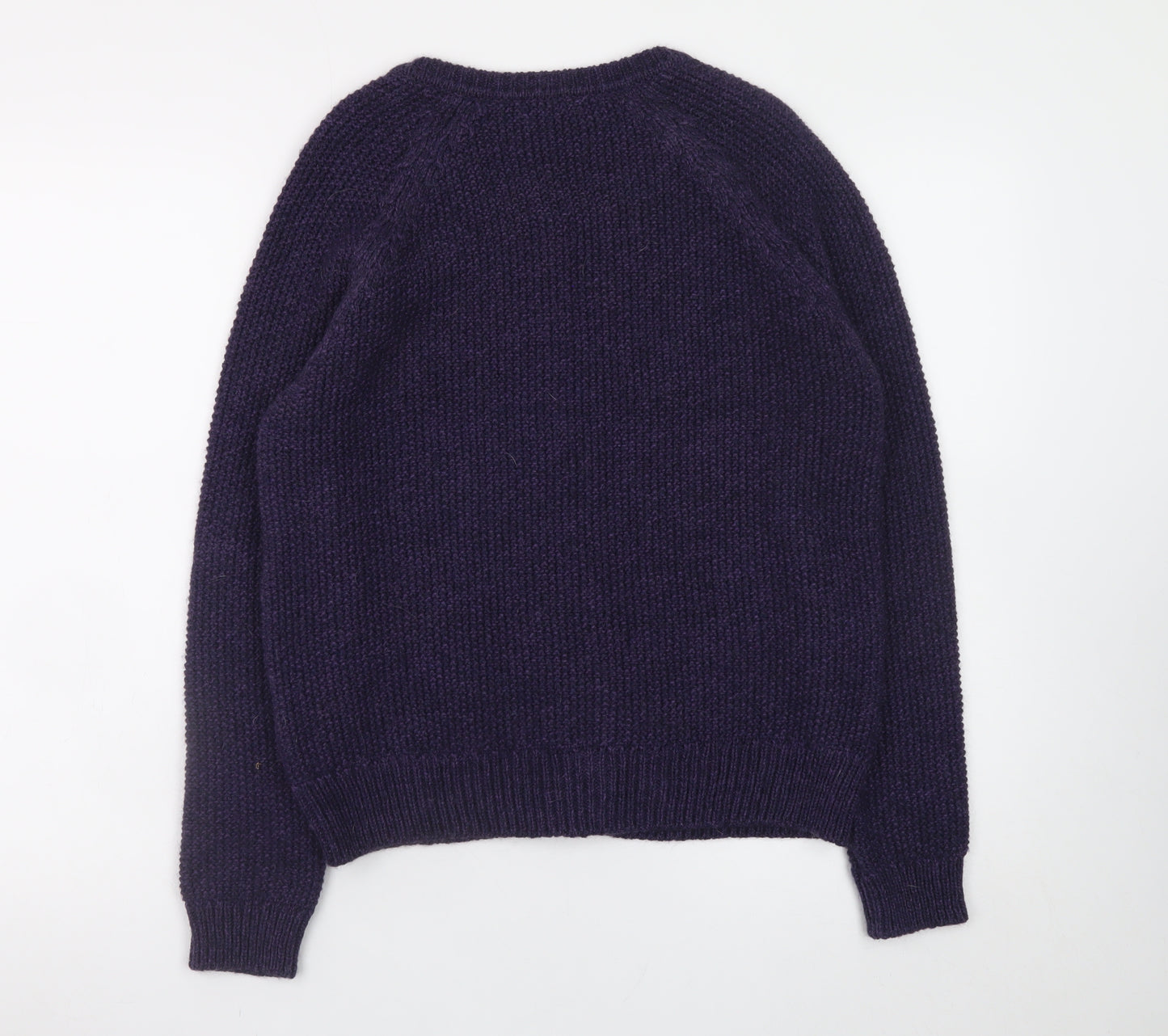 Marks and Spencer Women Purple Cable-Knit Cardigan UK 12 Wool Blend