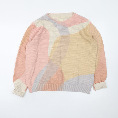 Fat Face Women's Multicoloured Cotton Crew Neck Pullover Jumper Size 14