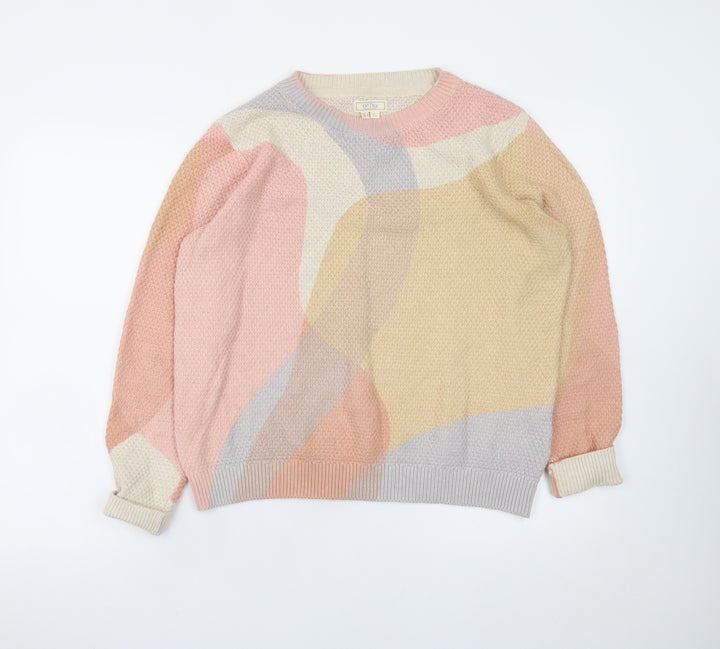 Fat Face Women's Multicoloured Cotton Crew Neck Pullover Jumper Size 14