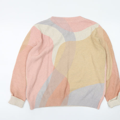 Fat Face Women's Multicoloured Cotton Crew Neck Pullover Jumper Size 14