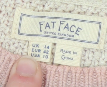Fat Face Women's Multicoloured Cotton Crew Neck Pullover Jumper Size 14