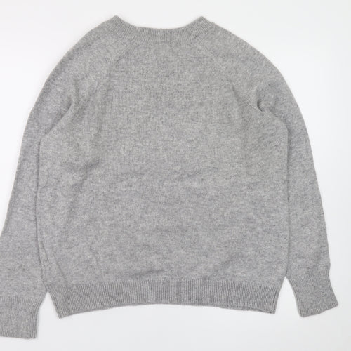 H&M Women’s Grey Elfie Selfie Sequin Christmas Jumper Size 12