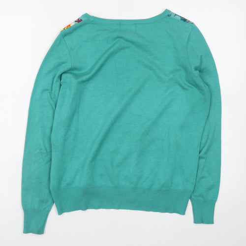 Inspire Collection Women's Green Floral Crew Neck Pullover Jumper M