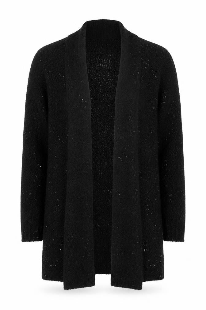 Front view of Jigsaw Women's Black Sequin Knit Long Sleeve Cardigan, size S