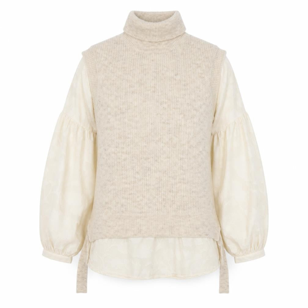 Front view of Next Women Beige Roll Neck Knit Jumper Medium