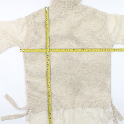 Next Women Beige Roll Neck Knit Jumper Medium