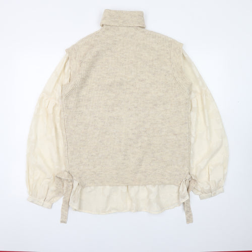 Next Women Beige Roll Neck Knit Jumper Medium