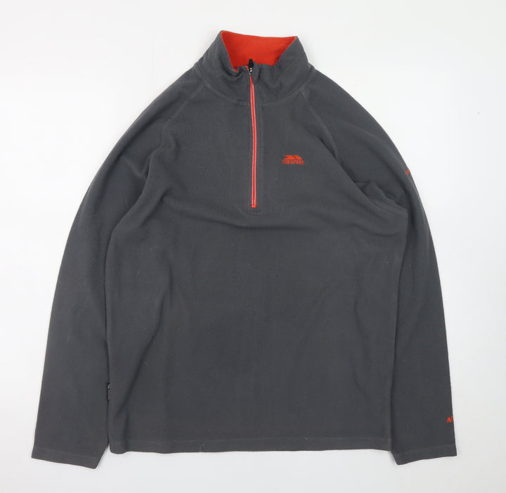 Trespass Men's Grey Fleece 1/4 Zip Pullover Sweatshirt Size M