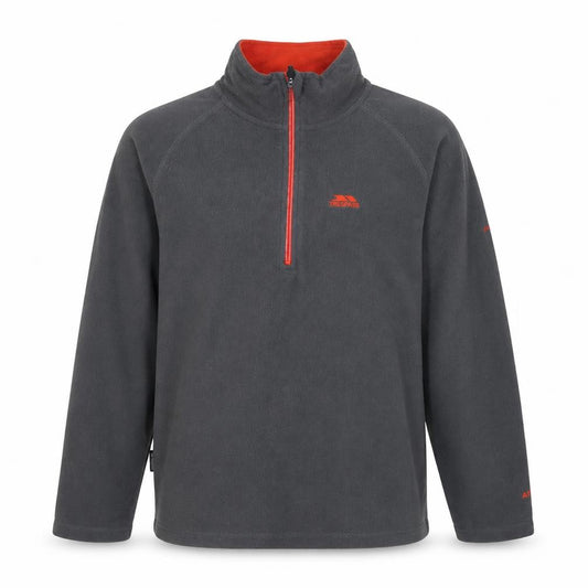 Front view of Trespass Men's Grey Fleece 1/4 Zip Pullover Sweatshirt, size M