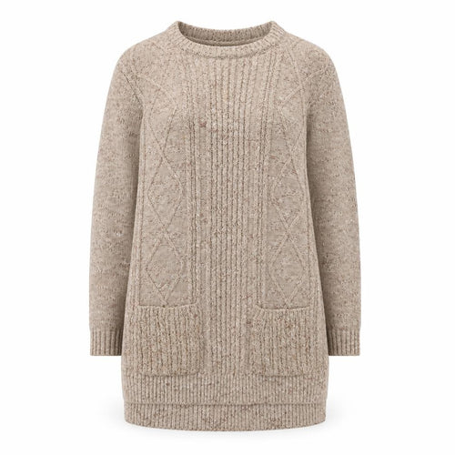 Fat Face Women Beige Knit Jumper Dress Size 8 Long Sleeve Casual Wool Blend