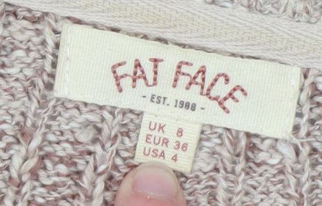 Fat Face Women Beige Knit Jumper Dress Size 8 Long Sleeve Casual Wool Blend