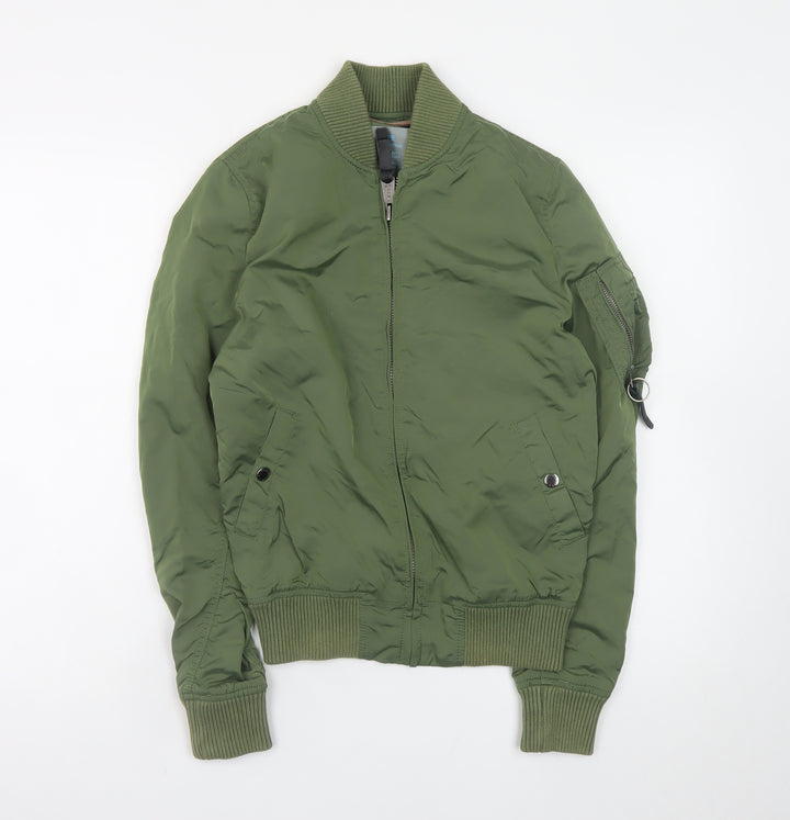 Alpha Industries Men's Green Bomber Jacket Size S Military Style