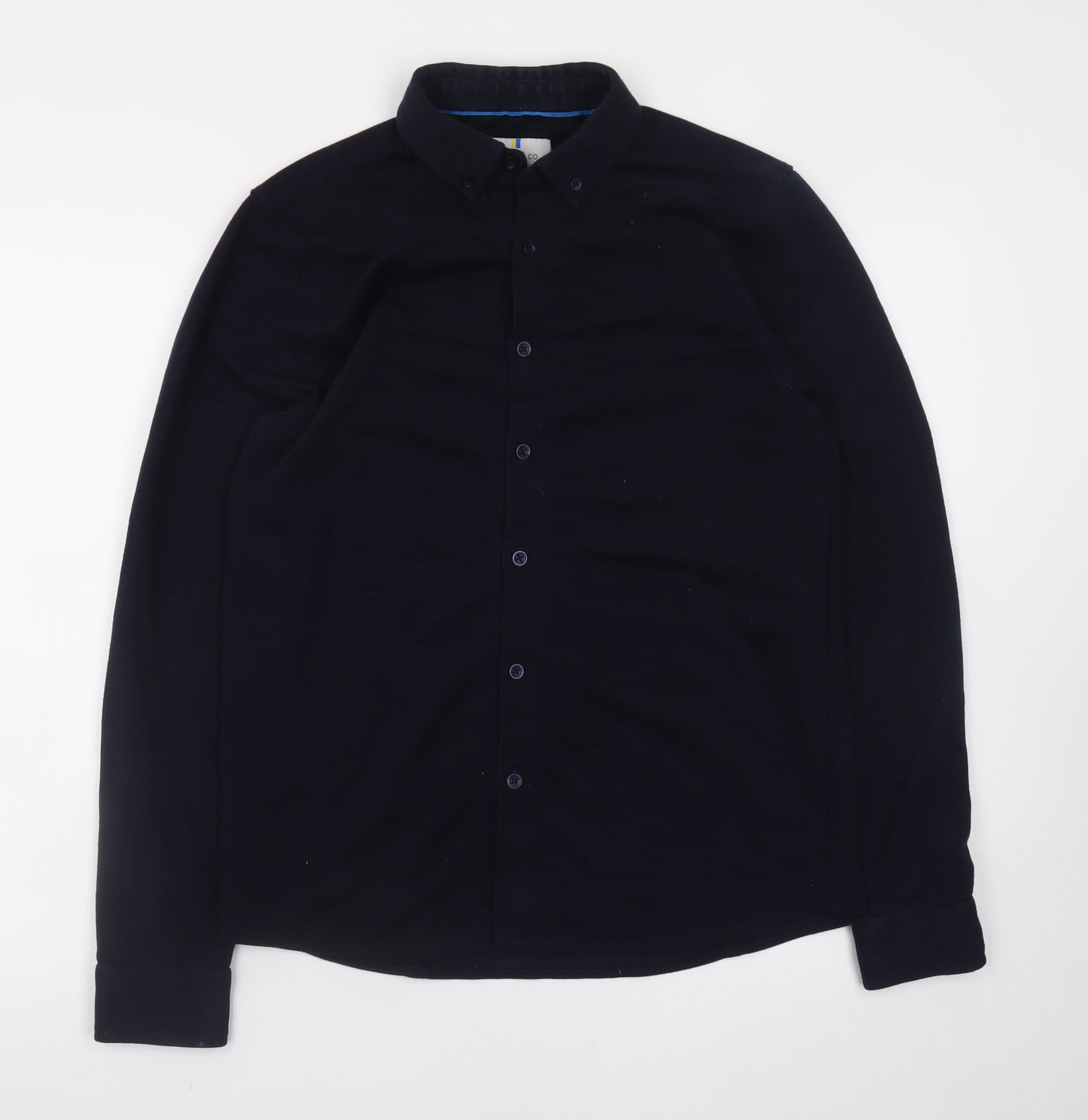 Larsson & Co Men's Black Button-Up Long Sleeve Regular Fit Shirt M