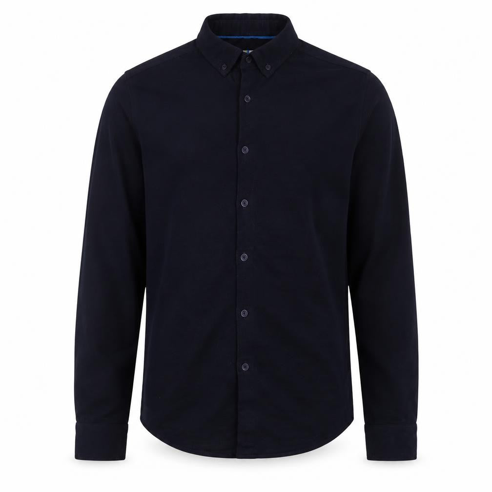 Front view of Larsson & Co Men's Black Button-Up Long Sleeve Regular Fit Shirt M