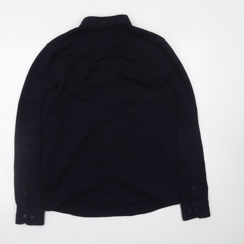 Larsson & Co Men's Black Button-Up Long Sleeve Regular Fit Shirt M