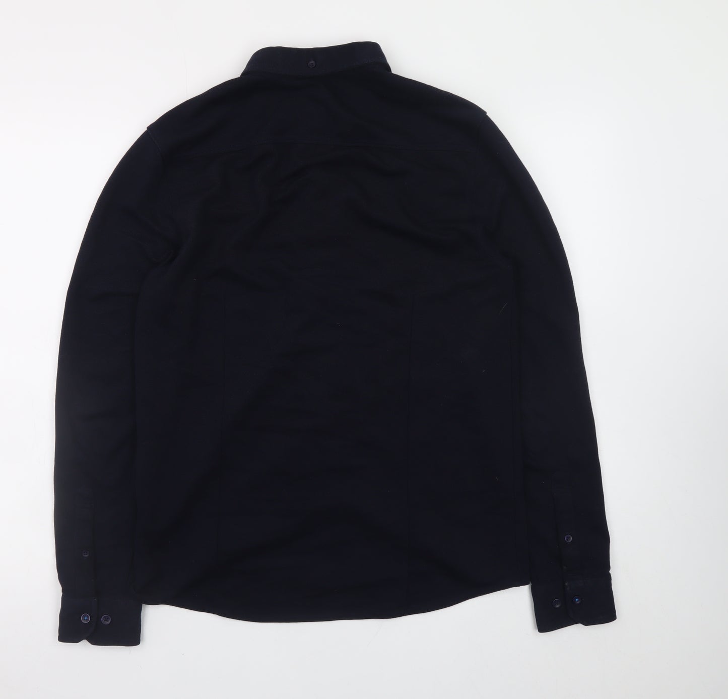 Larsson & Co Men's Black Button-Up Long Sleeve Regular Fit Shirt M
