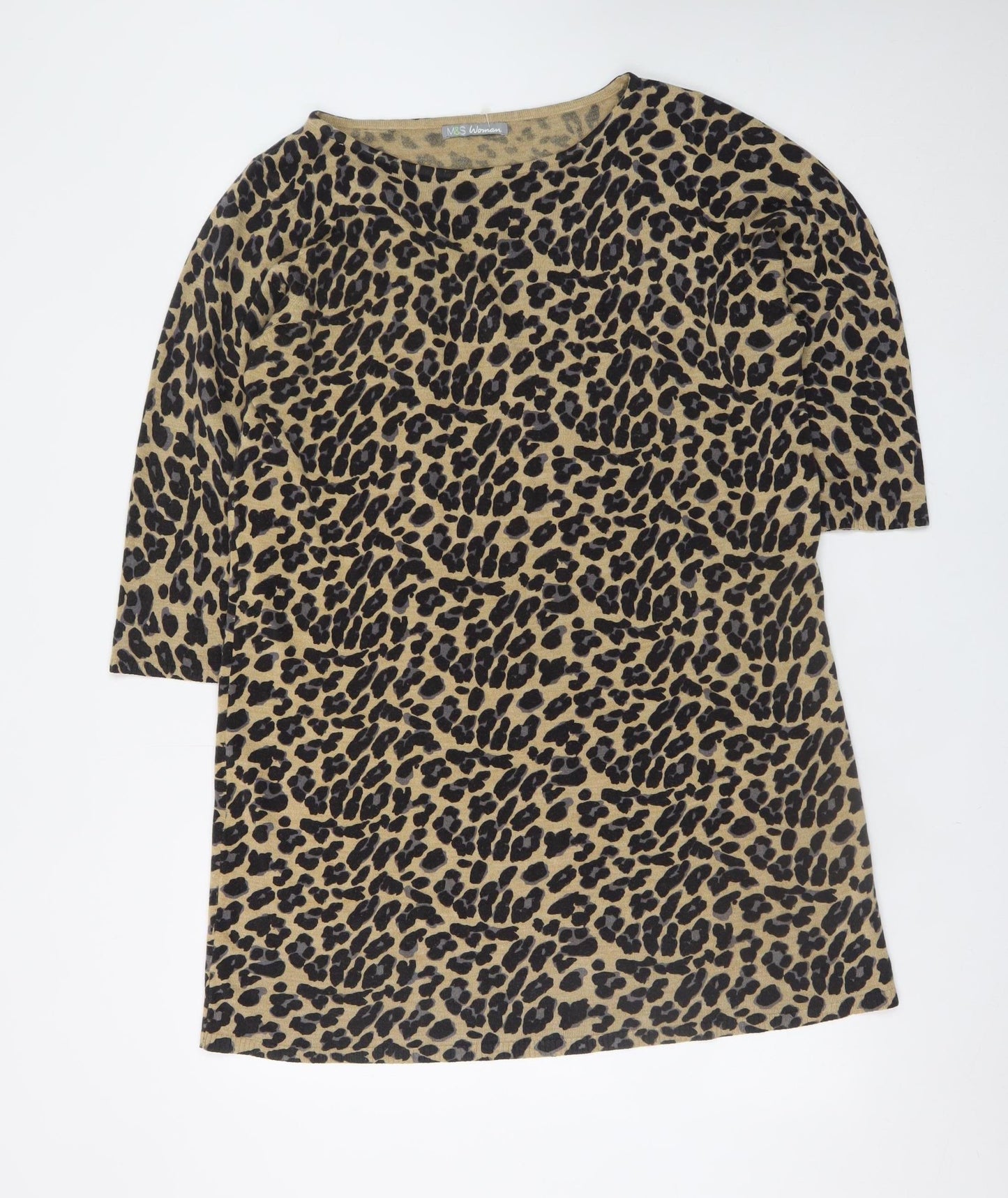 Marks and Spencer Women Brown Animal Print Shift Dress Size 22