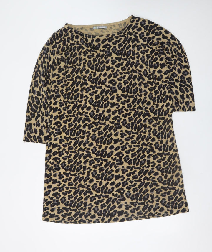 Marks and Spencer Women Brown Animal Print Shift Dress Size 22