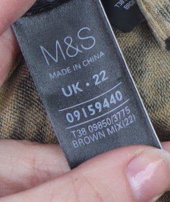 Marks and Spencer Women Brown Animal Print Shift Dress Size 22