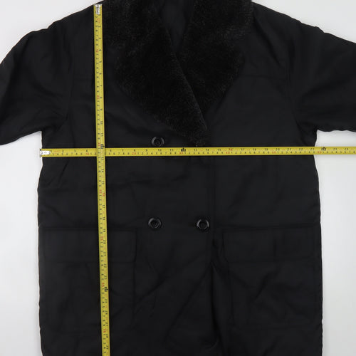 Marks and Spencer Women Black Faux Fur Collar Mid-Length Coat UK 12