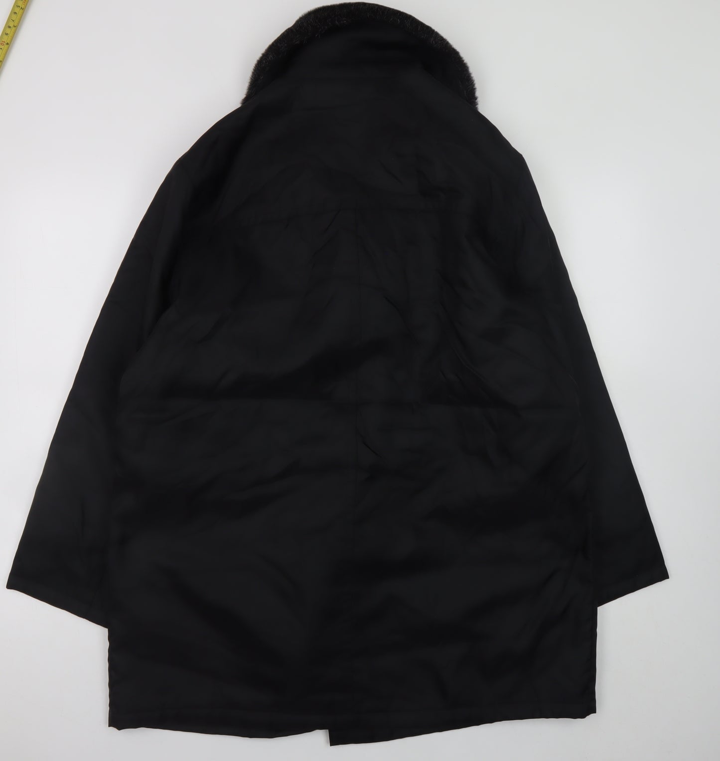 Marks and Spencer Women Black Faux Fur Collar Mid-Length Coat UK 12