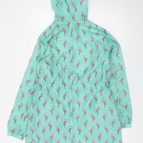 George Women's Green Flamingo Print Hooded Rain Coat Size 12