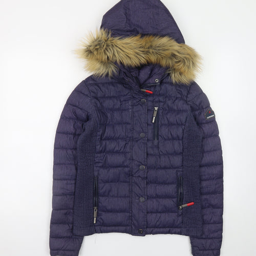 Superdry Womens Blue Hooded Fuji Puffer Jacket Small