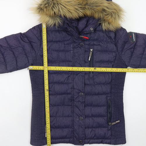 Superdry Womens Blue Hooded Fuji Puffer Jacket Small