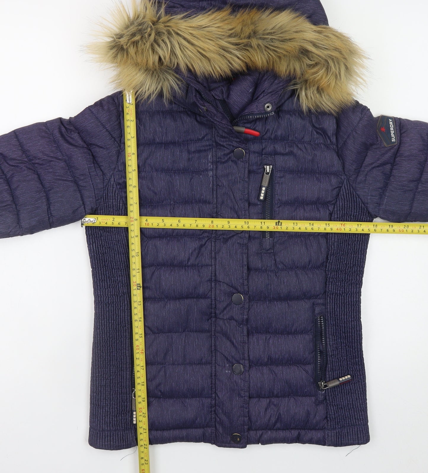 Superdry Womens Blue Hooded Fuji Puffer Jacket Small