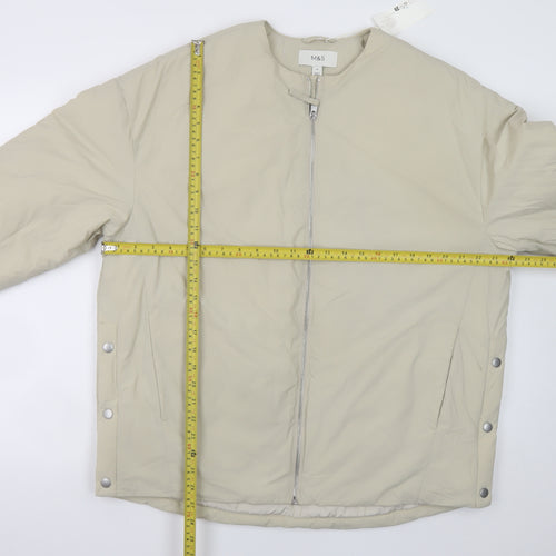Marks and Spencer Men's Beige Puffer Jacket M Full Zip Mid-Length
