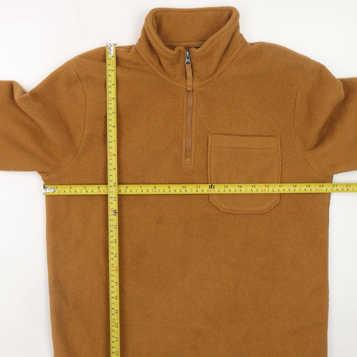 Marks and Spencer Men's Brown Fleece 1/4 Zip Pullover Sweatshirt S