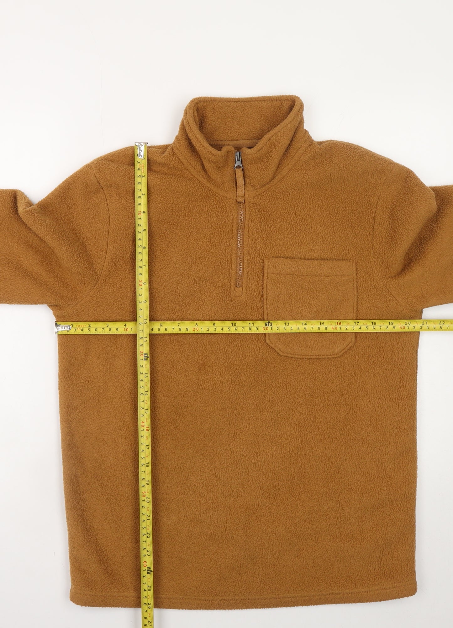 Marks and Spencer Men's Brown Fleece 1/4 Zip Pullover Sweatshirt S