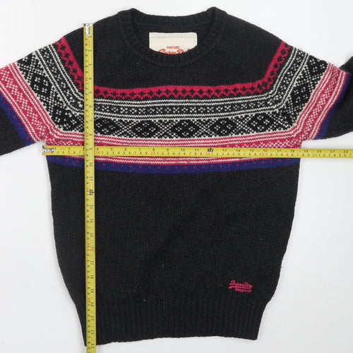 SuperDry Women's Black Fair Isle Wool Blend Jumper M